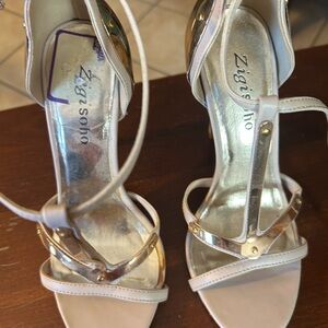 Zigi Soho Gold and Cream Strappy Heels
